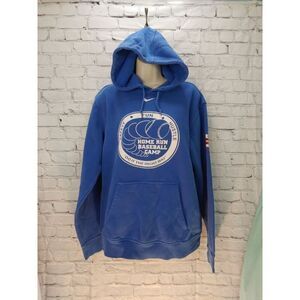 Nike Men's Size Medium Blue Fleece Pullover Hoodie Sweatshirt.